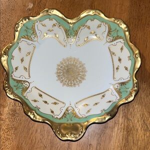 Imperial Limoges France Gold Moriage Hand Painted Heart Shaped Bowl